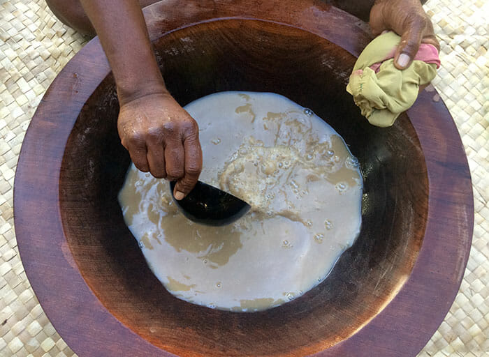 kava being mixed in tanoa